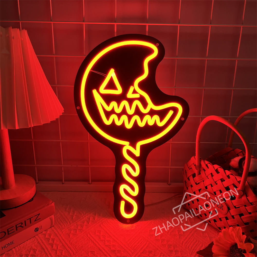 Home Decor Lighting Tricks - Trick 'r Treat Lollipop Neon Sign