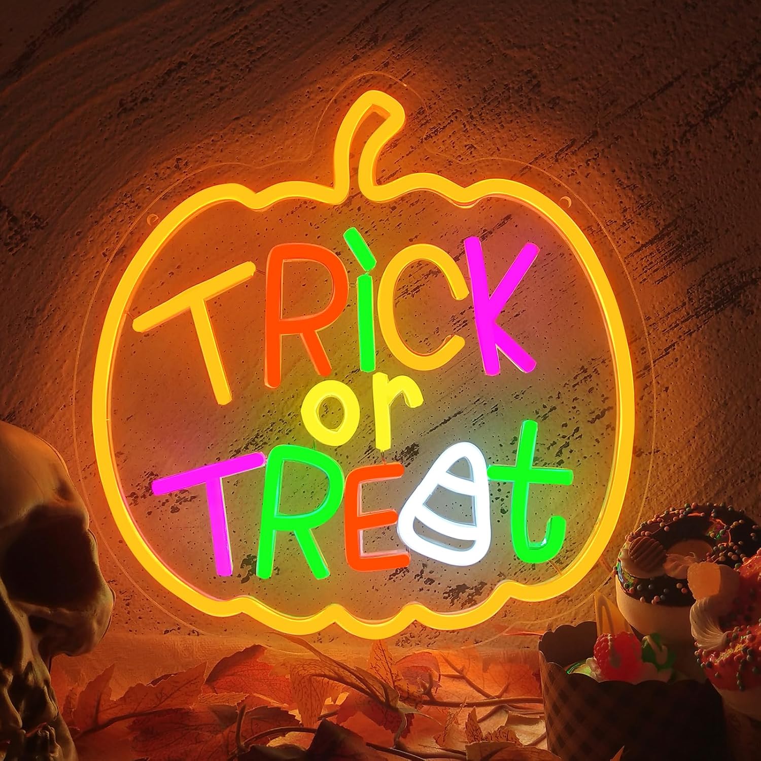 Trick or Treat Neon Sign with  - Home Decor Lighting Tricks review and price