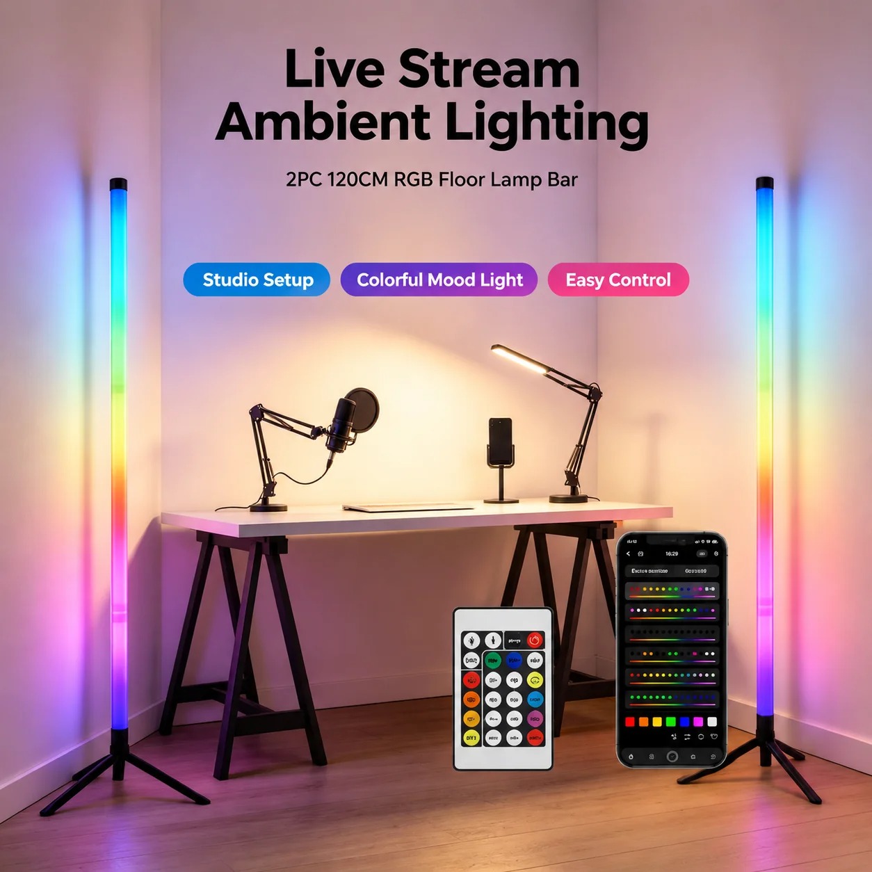 2 Pack RGB LED Corner Floor La - Decor Lighting Floor Lamps review and price