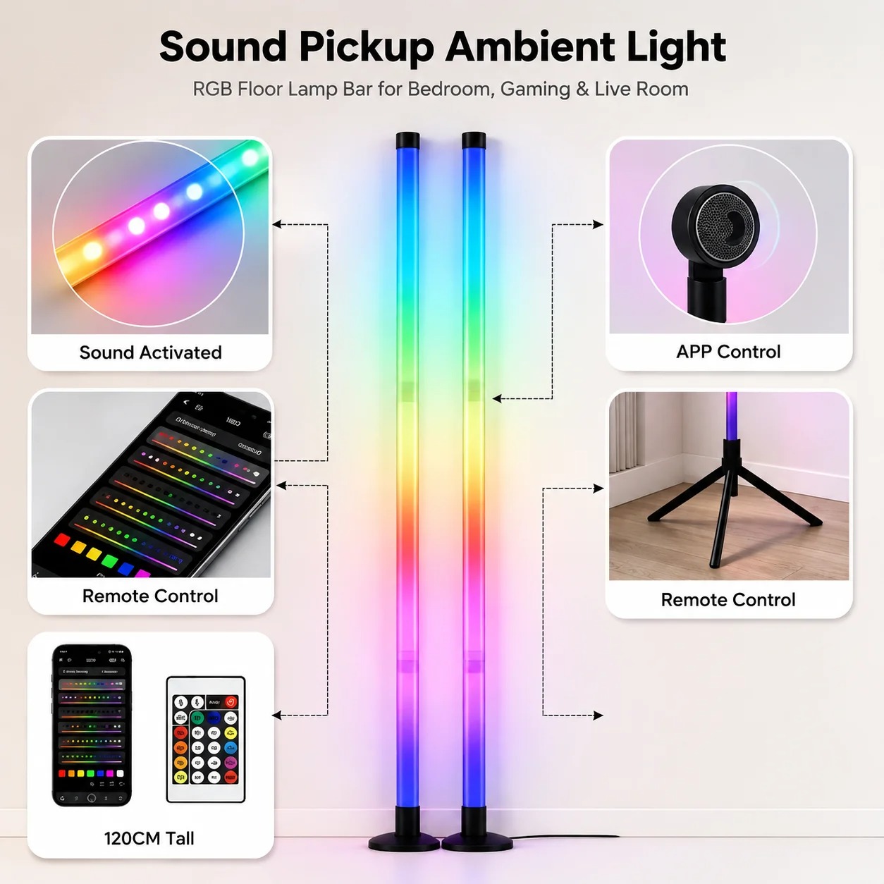 2 Pack RGB LED Corner Floor La - Decor Lighting Floor Lamps review and price