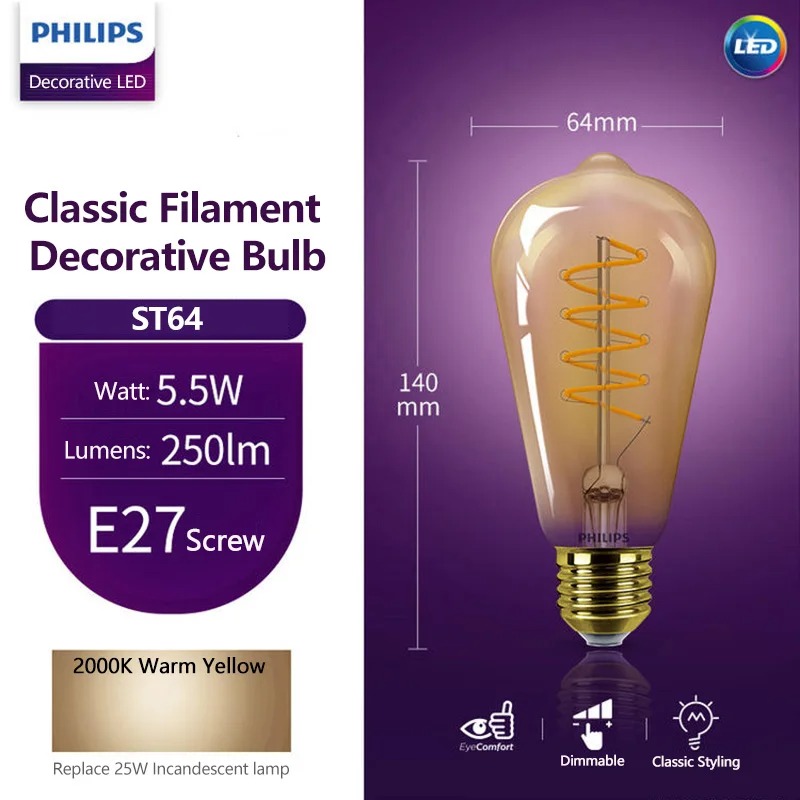 Philips LED ST64 Classic Filam - Philips Bulb Led Classic review and price