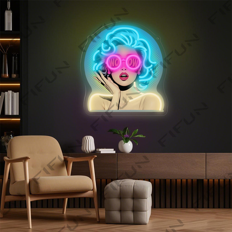 WOW Curl Girl Neon Sign UV Pri - Outdoor Lighting Decor Wow review and price